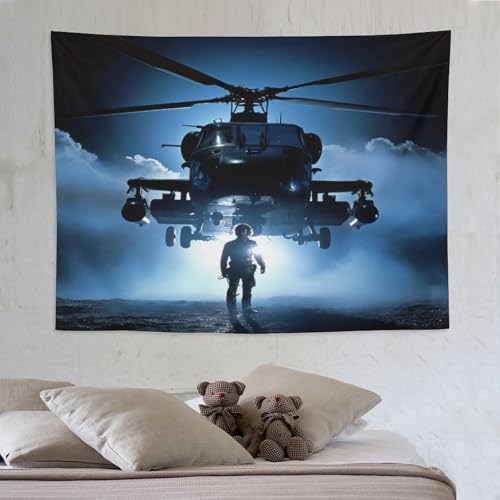Tenture en Tissu Mural Hélicoptère | Art Mural Chambre 150x200