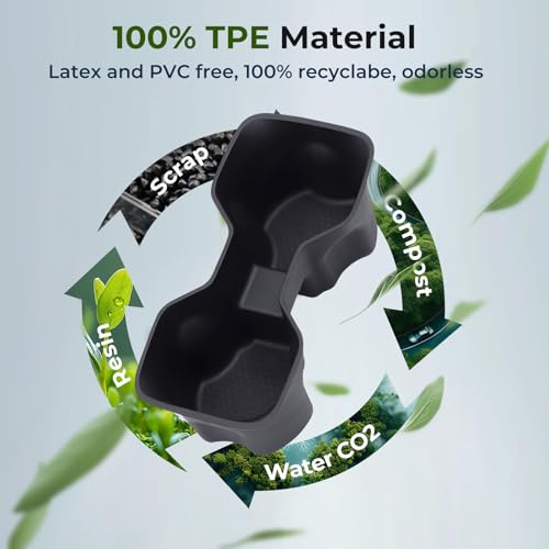 Image of Cup Holder Inserts for Chevrolet Silverado EV 2026 2025 2024 (ONLY for RST /LT) & GMC Sierra EV 2026 2025 2024, Interior Accessories TPE Center Console Car Cup Holders Covers Protector, Black