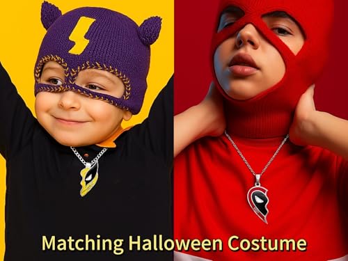 2PCS Best Friend Necklace, Halloween Necklace for Women Halloween Costume, Hallowen Gifts for Daughter Son Couple, Mens Friendship Jewelry with Heart Pendant as Movie Fans Cosplay Gifts2