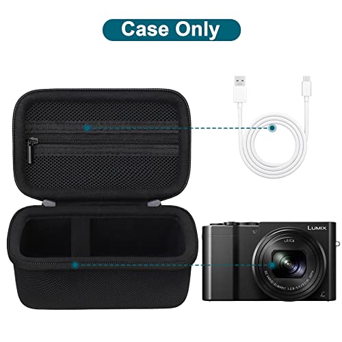 Canboc Carrying Case For Panasonic Lumix Lx10/ Zs80/ Zs100/ Zs70/ Zs200/ Zs60 4K Digital Camera, Point And Shoot Camera Bag, Zipper Mesh Pocket Fits Usb Cable, Batteries, Black #TOP1