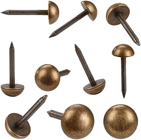 Solid Pure Brass Tacks as Antique Upholstery Tacks for Furniture , Decorative Push Pins for Wood,Carpet Tacks,Hardware Tacks,Wall Tacks,Thumb Tacks，Brass Fasteners(1/2",12mm Brozen Color,20 Pcs )