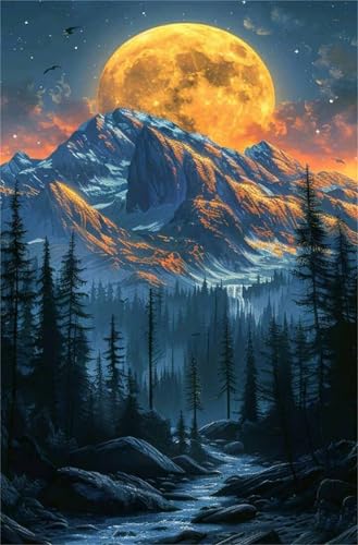 Puzzle 2000 Piezas Luna Montaña Bosques Puzzle, Desarrolla la Logica y la Observaciòn, Ejercita Paciencia Puzzles Adultos 2000 Piezas 100 x 70 cm