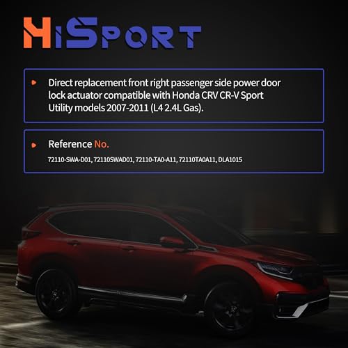 Image of HiSport Door Latch Lock Actuator Front Right Passenger Side 72110-SWA-D01 DLA1015 Compatible with Honda CRV CR-V 2007 2008 2009 2010 2011, 2.4L Sport Utility