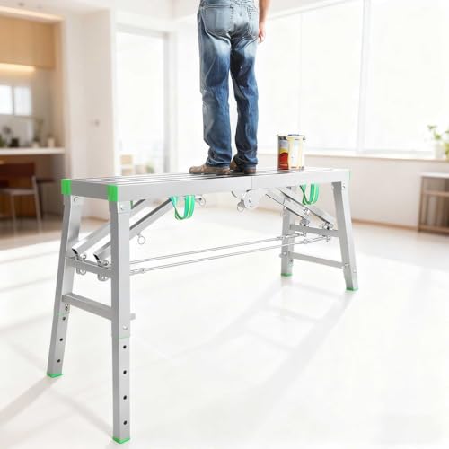 Plataforma de trabajo portátil ajustable y plegable con soporte de carga de 400 kg 7