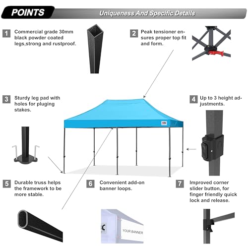 Image of ABCCANOPY Patio Pop Up Canopy Tent 10x20 Commercial-Series(Sky Blue)