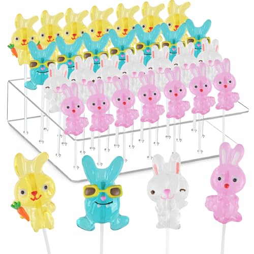 ANNICOO Rabbit Animal Lollipops Suckers, Fat-Free, Individually Wrapped with Sticks,4 Mixed Flavors Individually 28 packs