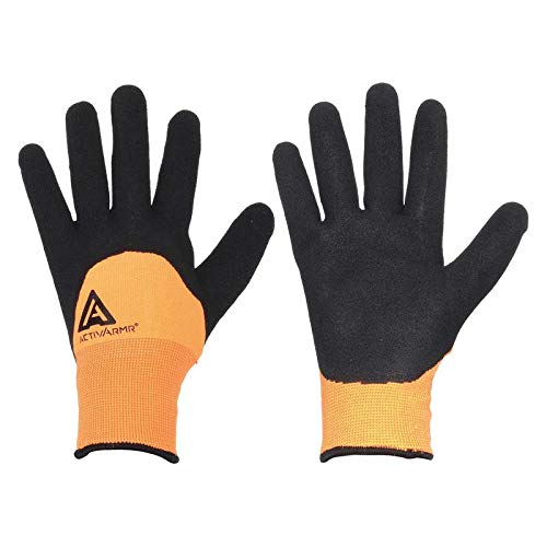 AnsellSize 10 Black and Hi-Viz Orange ActivArmr Nitrile Acrylic and Polyester Lined Cold Weather Gloves with Knit Wrist