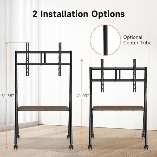 Image of XINLEI Easel Rolling TV Stand for 32-80 Inch TV up to 121lbs, Mobile Portable TV Cart with Wheels Minimalist for Home Business Office Living Room School, Max 600x400mm VESA, Black ML5C