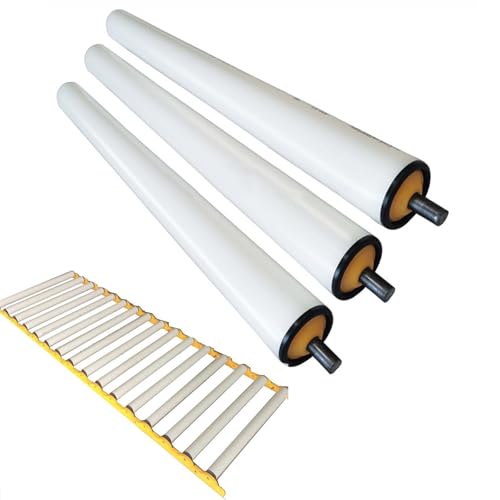 RENLXFI White Heavy Duty Unpowered Conveyor Gravity Roller, 25 32 50 63 MM Dia Gravity Transmission Replacement Part for Woodworking/Industrial Handling/DIY(Dia 50mm(2