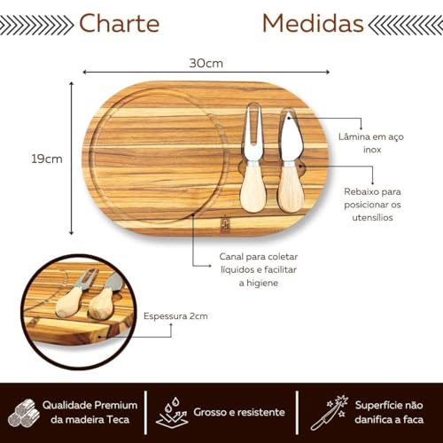 Kit Tábua De Queijo Faca E Garfo Conjunto Para Servir Mesa Jogo Peças Madeira Corte Petiscos Frios