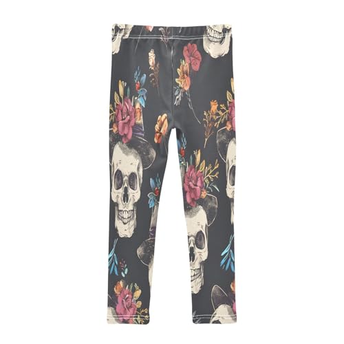 Toddler Girls Leggings Printed Yoga Pants Leggings Skulls Floral Hats for Kids2