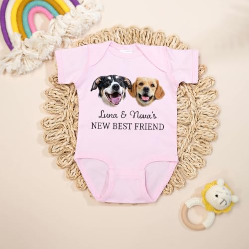 Custom Baby Bodysuit with Pet Portrait, Pregnancy Annoucement Gifts, New Best Friends Onesie, Dog-Themed Onesie, Dog Onesie For Baby, Funny Baby Onesie,Custom Baby Onesie Cute, Baby Bodysuit2