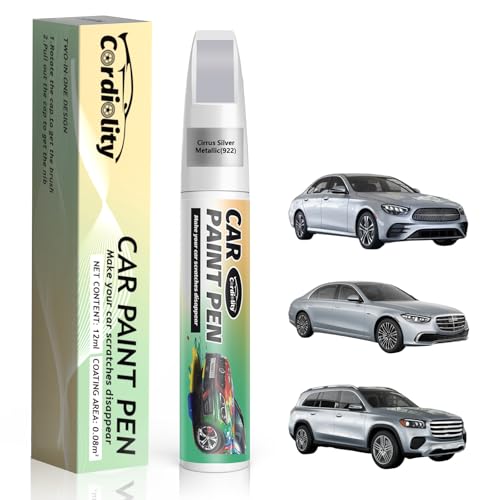 Image of 922 Cirrus Silver Metallic Touch Up Paint for Mercedes Benz, Color Accurate Car Paint Scratch Repair Pen, Quick & Easy Fix Automotive Chips and Nicks