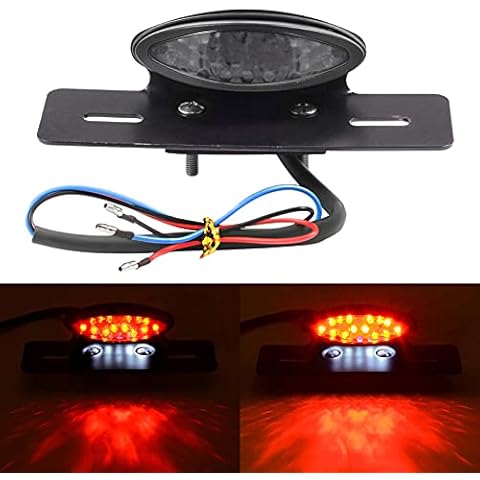 Benlari 12V LED Smoke Tail Light Integrated Running Lights Brake Light with License Plate Bracket Compatible for Harley Davidson Cruiser Chppoer Honda Kawasaki Yamaha Suzuki Cover