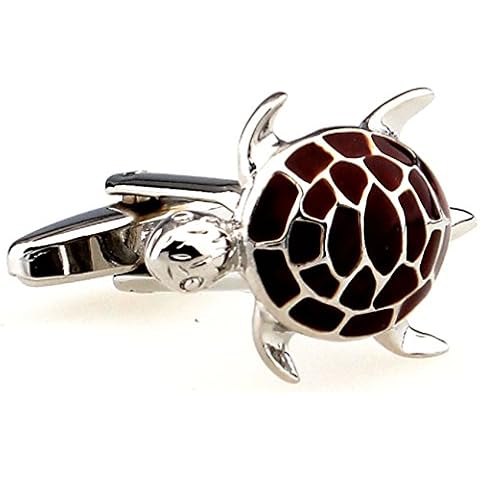 MRCUFF Turtle Tortoise Pair Cufflinks in a Presentation Gift Box & Polishing Cloth Cover