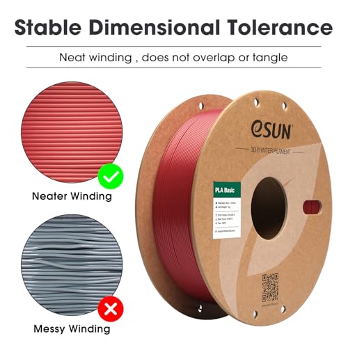 Image of eSUN PLA Basic Filament 1.75mm, 3D Printer Filament High Speed PLA for Fast Printing, 1KG Spool, 2 Spools 3D Printer Filament, Fire Engine Red + Cold White