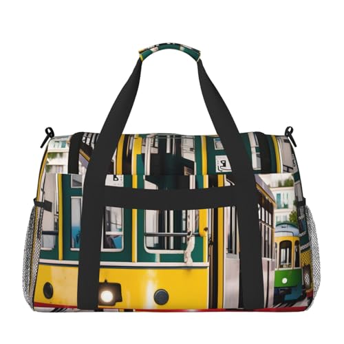Lisbon Tram Print Travel Duffle Bag For Men Women Sport Gym Handbag With Shoulder Strap For Travel2