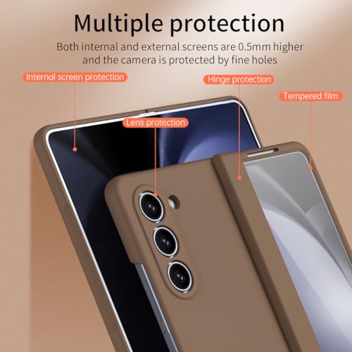 Coque Samsung Galaxy Z Fold 5 rigide marron avec béquille intégrée - 4