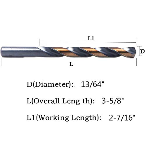 Drillforce 24Pcs, 13/64 Inch Drill Bits, Black And Gold Finish, High Speel Steel #TOP1