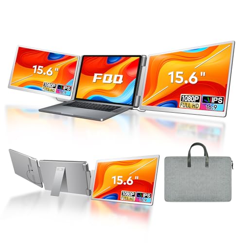 Image of 15.6 inch Laptop Screen Extender, FHD IPS Triple Screen Portable Monitor | Extra Monitor for 13-17.3 inch Laptops,Travel Tri Screen Compatible with Windows & MacOS-HDMI /USB-C,Plug & Play Extender-S10