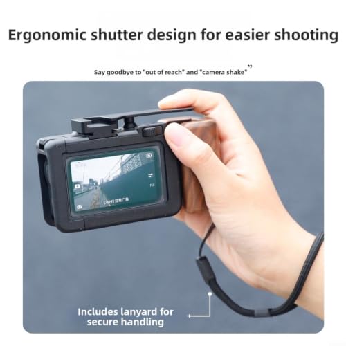 Correa de muñeca y jaula de metal para DJI Osmo Action 6 con grip de madera 5