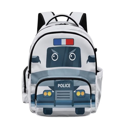 ZOUTAIRONG Mochila infantil para meninas e meninos 43 cm, mochila escolar leve para o ensino fundamental, Carro de polícia, Medium, Mochila