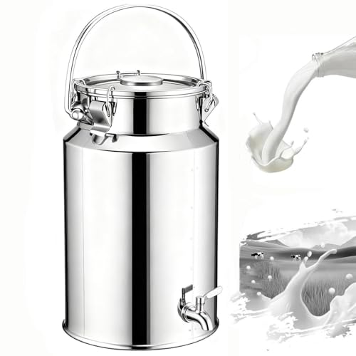 JYBNBBE Stainless Steel Transport Can With Faucet And Lid For Food And Liquid Storage (Silver 10L)