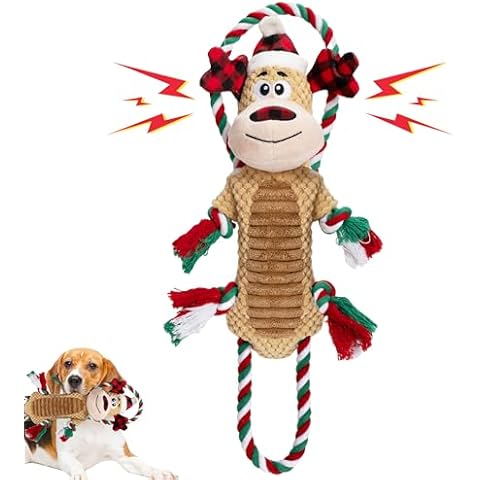 Motsamla Christmas Dog Toys, Plush Squeaky Dog Toy with Crinkle Paper, Cute Christmas Puppy Toys with Cotton, Durable Interactive Dog Chew Toys for Puppy Small Medium Large Breed Cover