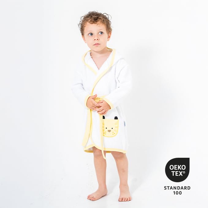 Albornoz para bebé con diseño de jirafa, 100% algodón, suave, absorbente y agradable al tacto, para recién nacidos y niños pequeños