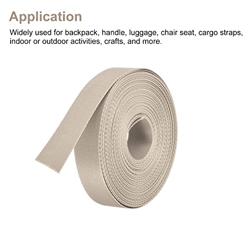 Image of MECCANIXITY Flat Nylon Webbing Strap 1 Inch 15 Yards Champagne for Backpack, Cargo Strap, Luggage-rack