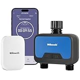 WILAWELS WiFi Sprinkler Timer 2 Zone, 984ft RF Range, 2 Outlet Smart Garden Hose Timer with Wi-Fi Hub, APP/Voice Control, Irrigation by Quantity/Mist Mode/Rain Delay/Automatic Watering for Lawn Yard