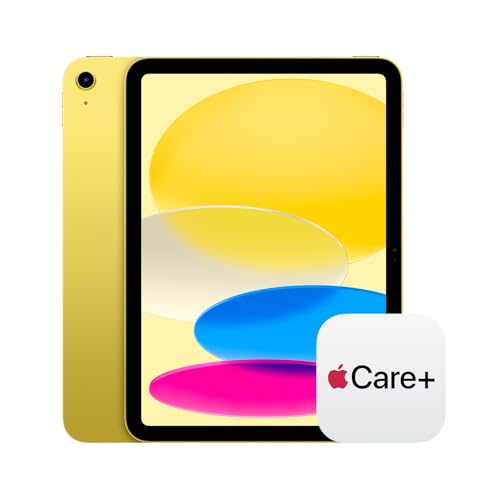 Apple iPad 11-inch: A16 chip, 11-inch Model, Liquid Retina Display, 128GB, Wi-Fi 6, 12MP Front/12MP Back Camera, Touch ID, All-Day Battery Life — Yellow with AppleCare+ (2 Years)