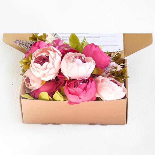 Image of FiveSeasonStuff Vintage Artificial Peonies Silk Peony Flowers and Hydrangeas for Wedding Bridal Home Decor - Beautiful Floral Centerpiece Arrangement Decoration with 2 Bouquets (Mixed Pink)