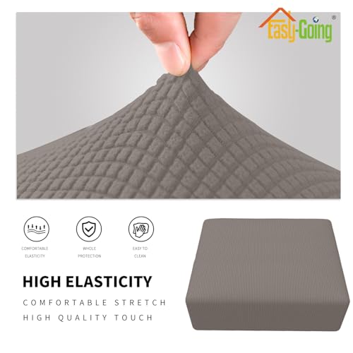 Housse pouf extensible et imperméable Easy-Going grand format taupe - 4