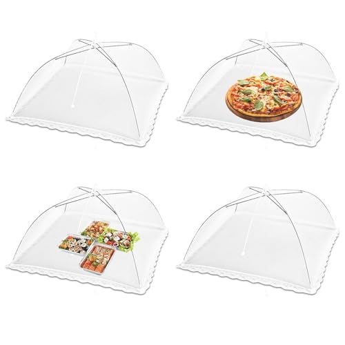 Image of 4PCS Food Covers, 12 Inch Food Cover Mesh Pop Up for Outdoors, Collapsible Reusable Food Covers, for Outdoor Camping Picnics Parties BBQ to Keep Out Flies Bugs Mosquitoes
