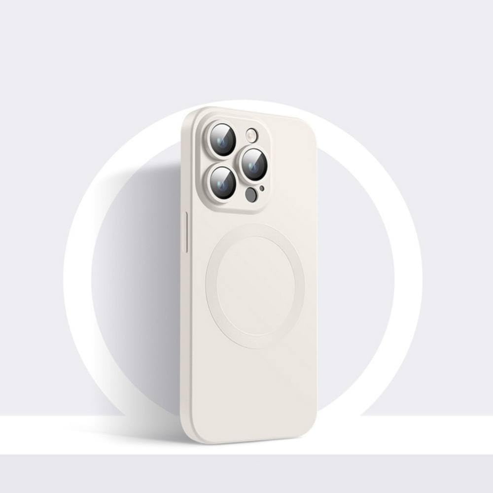 Coque silicone liquide iPhone 12 Pro Max blanche protection camera aimantee luxe