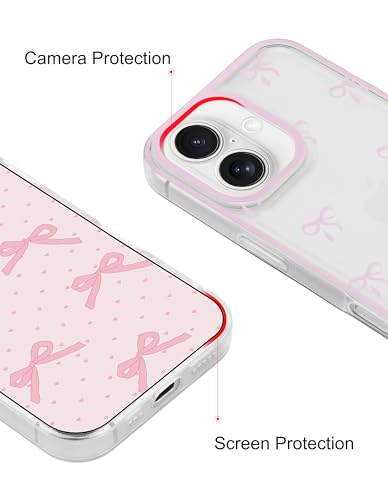 Coque iPhone 16 motif nœud papillon rose transparent par Jusy