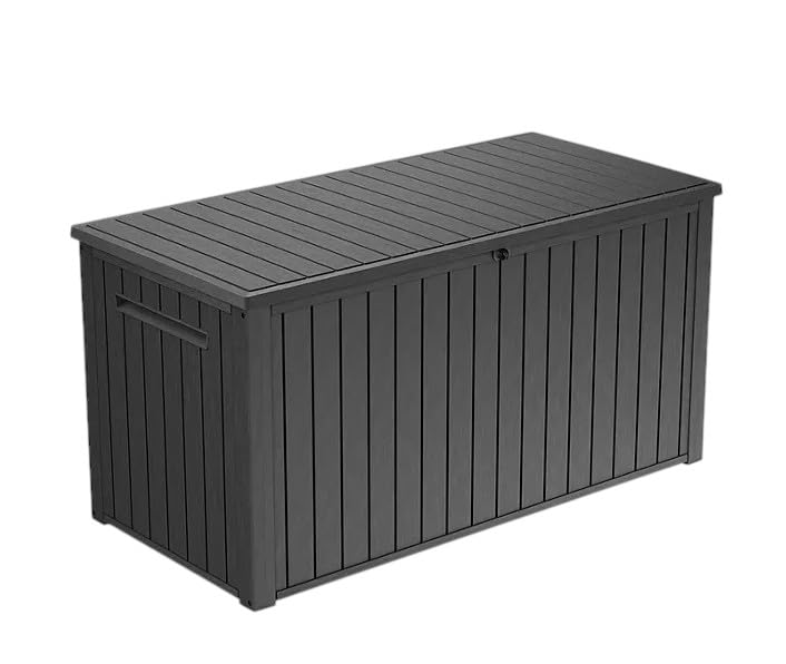 Outdoor/Indoor Storage Deck Box, 170 Gallon Capacity, Weather-Resistant Resin, Graphite