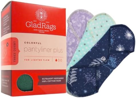 GladRags Pantyliner Plus (3-Pack) - 100% Cotton Reusable Menstrual Pads, Washable Pantyliner, Light Flow Period Pads, Washing Machine Safe image 3