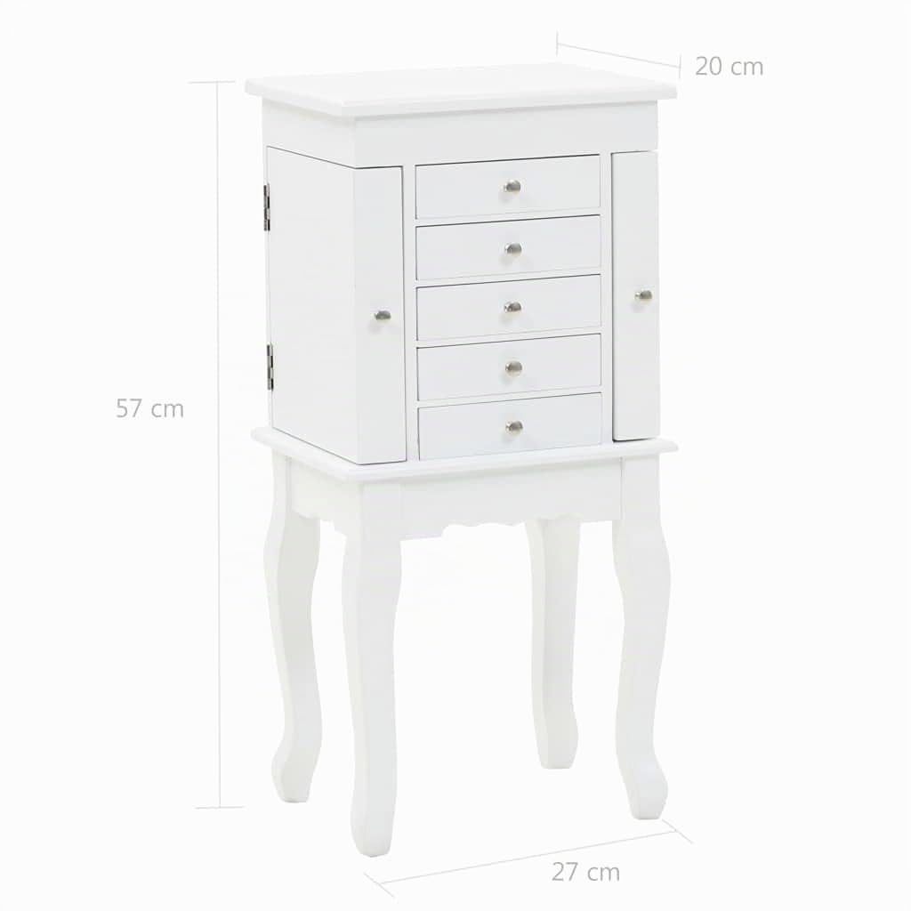 vidaXL Armoire à bijoux sur pieds Blanc