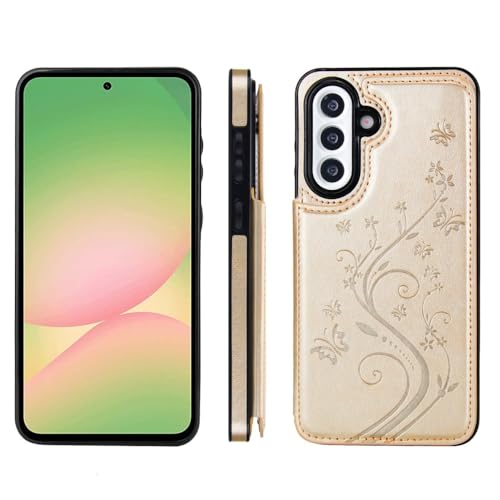 Genérico compatible para Samsung Galaxy A13 5G/4G Color: (dorado) Funda tipo cartera de piel con mariposa