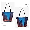 YIJIAYUN Thicker,lightweight and durable tote Chicago Night Print bags with zipper designed for everyday shopping #3