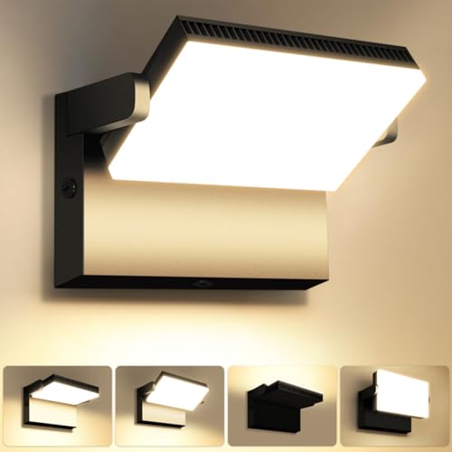 Kingwen 120W Applique da Parete LED Esterno Interno IP65 Impermeabile, Applique a parete rotante 360°3000K Bianco Caldo Esterno Moderno in Alluminio