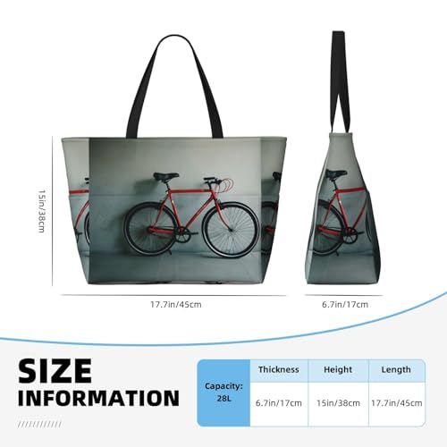 Retro bicycle pattern Beach Tote,Extra Large Beach Bag with Pockets Tote Bag Women Oversized Pool Bag Travel Essentials3