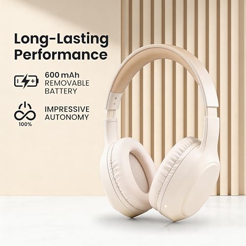 Auricular circumaural NGS Artica Tempest beige inalámbrico bluetooth con micro 2