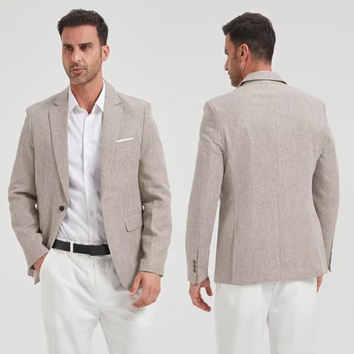 Men Blazer Slim Fit Sport Coat Casual One Button Lightweight Business Suit Jackets3