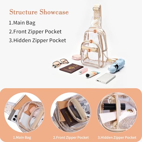 Image of TINYAT Clear Sling Bag Stadium Approved Transparent Bag Crossbody Casual Shoulder Chest Bag for Men Women,T9060