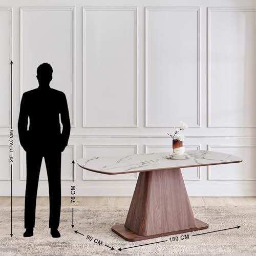 Image of Home Centre | Hadley Ceramic Top 6-Seater Dining Table | Dining Set for Home | White | 1 Year Warranty