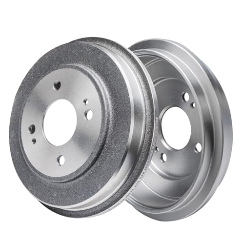 Image of Detroit Axle - 1.7L Brake Kit for 01-05 Honda Civic, Front Drilled and Slotted Disc Rotors Ceramic Brake Pads Rear Brake Drums Semi-metallic Brake Shoes 2001 2002 2003 2004 2005 Replacement