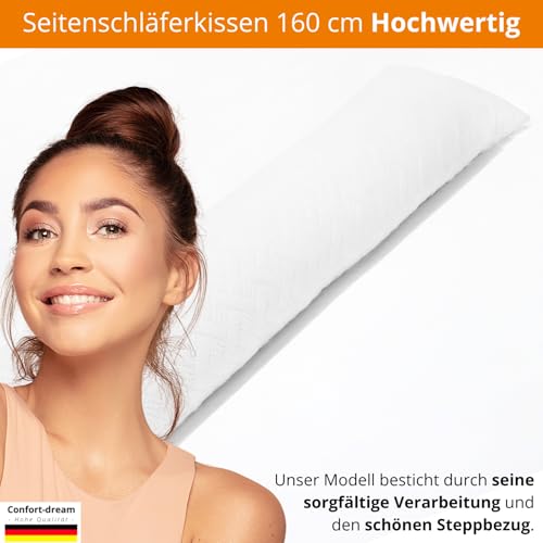 Seitenschläferkissen Memory Foam 160 x 30cm XXXL 100% Body Pillow Visco Gel Stillkissen Seitenschläferkissen Kinder und Erwachsene Orthopädisches Seitenschläferkissen Nackenkissen Kissen Komfortkissen